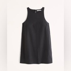 High-Neck Linen Blend Mini Dress